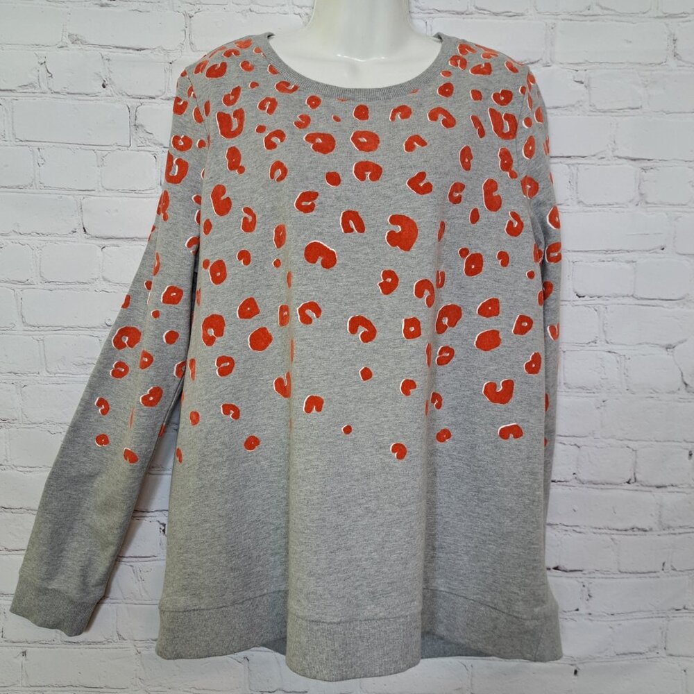 Crown & Ivy Leopard Print Flocked Sweatshirt Size Large